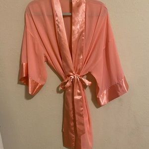 Peach silk Victoria secret robe